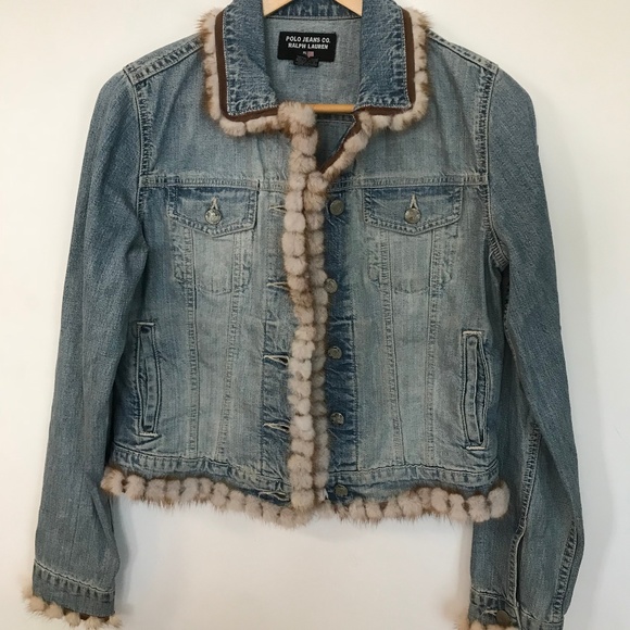 polo jean jacket with fur